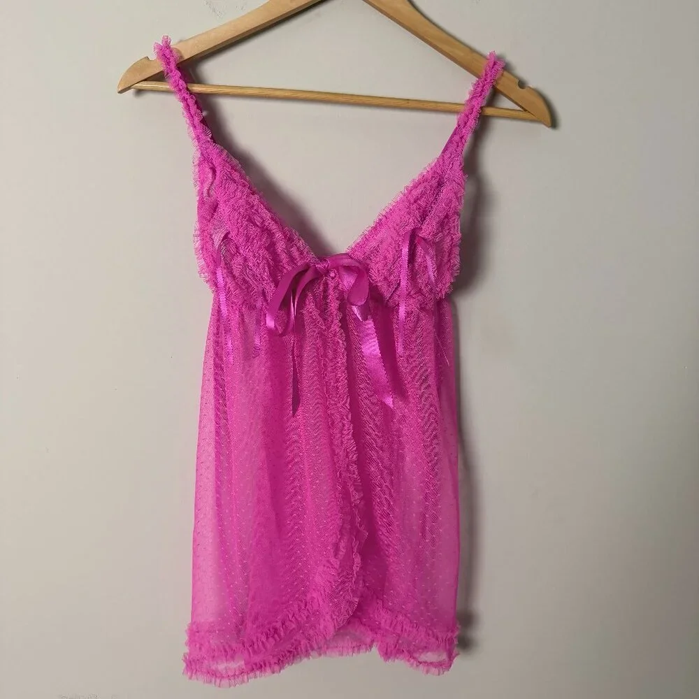 2/$30 Victoria's Secret Barbie Pink Mesh Teddy Camisole Large